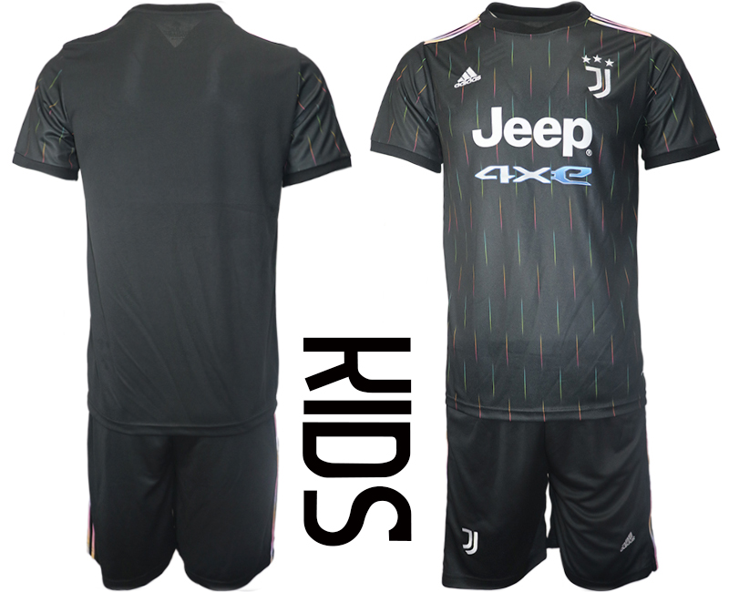 Youth 2021-2022 Club Juventus away black blank Soccer Jersey->customized soccer jersey->Custom Jersey